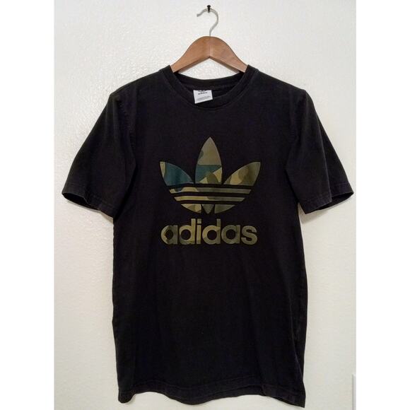 Adidas Men’s Black Camo Logo Graphic T-Shirt Size M Streetwear Athletic Tee - Picture 2 of 7